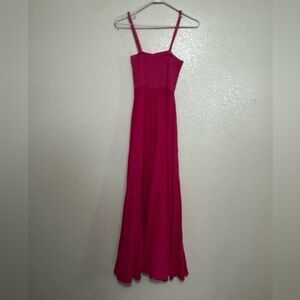 Elegant Pink Linen Maxi Dress- imported from Greece
